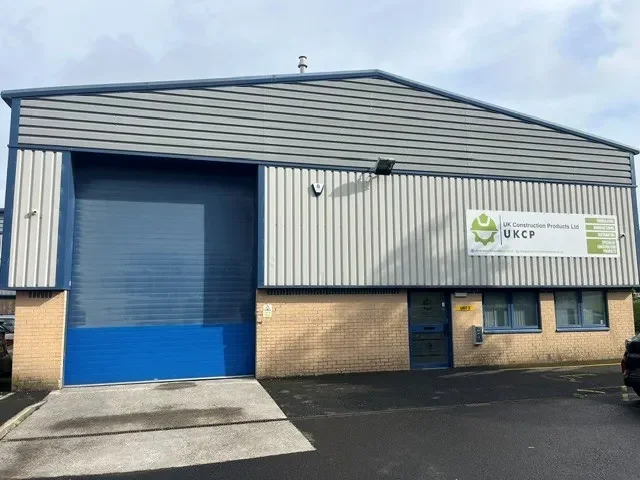 The UKCP unit on Lions Drive, Blackburn, with the UK Construction Products sign on the front of the building