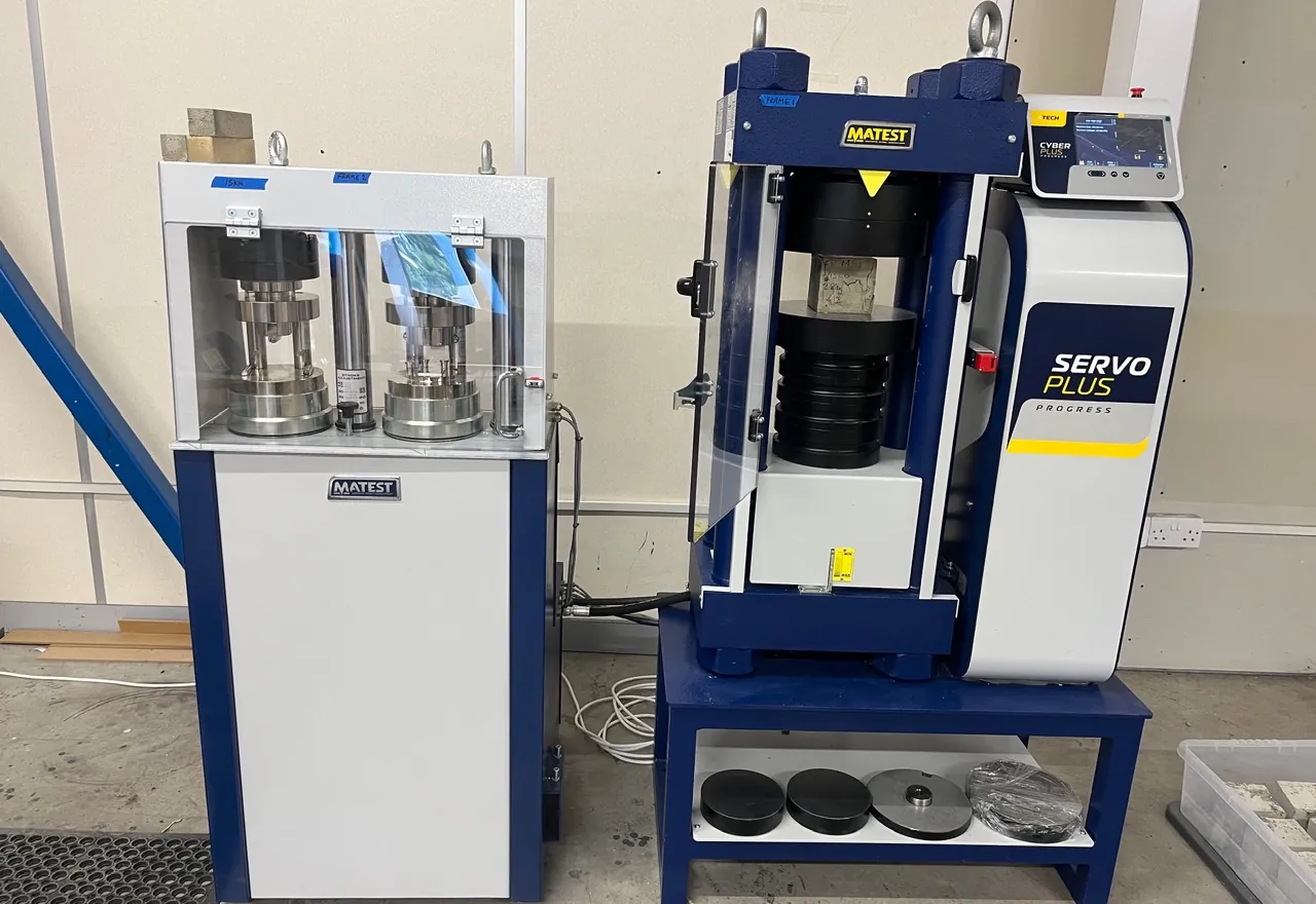 Compression testing machines in the UKCP testing laboratory