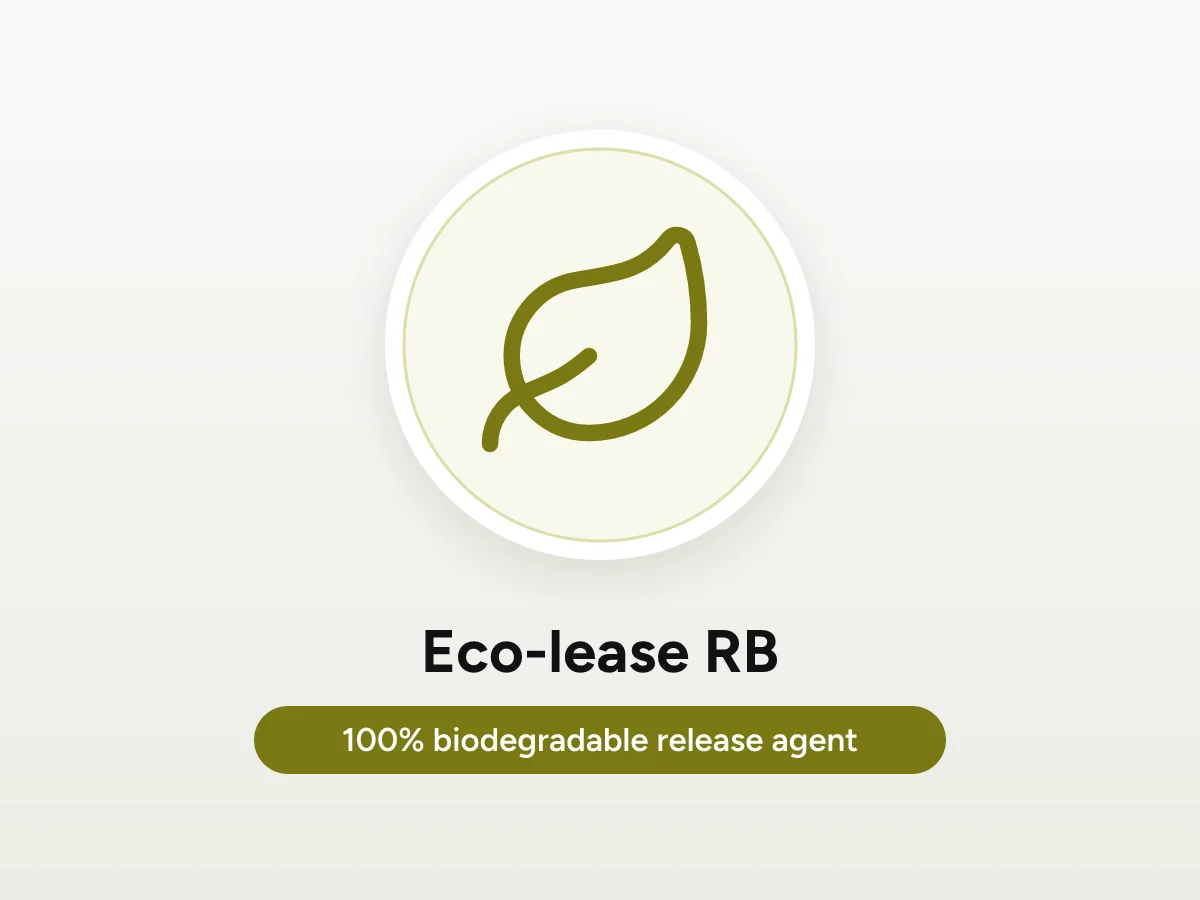 Leaf icon representing Eco-lease RB biodegradable release agent