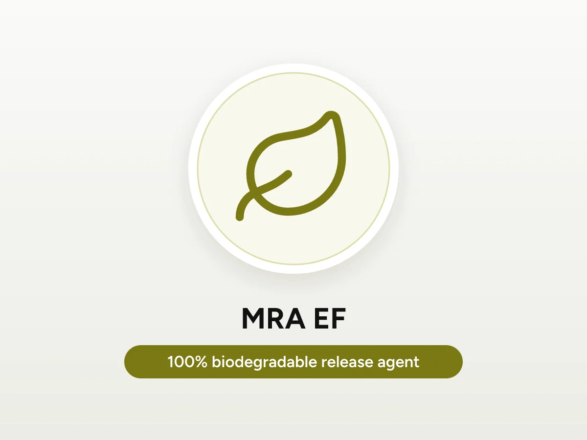 Leaf icon representing MRA EF biodegradable release agent